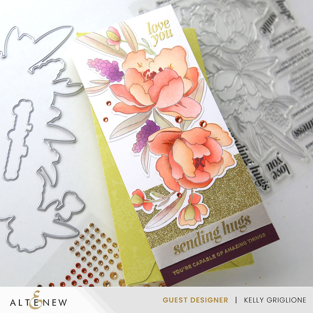 Stamp & Die & Stencil Bundle Peony & Lilac Swag
