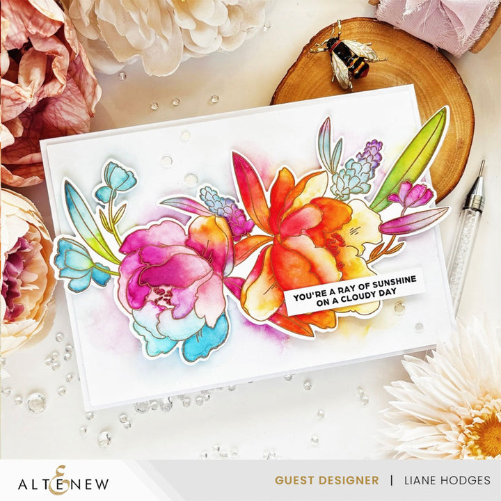 Stamp & Die & Stencil Bundle Peony & Lilac Swag