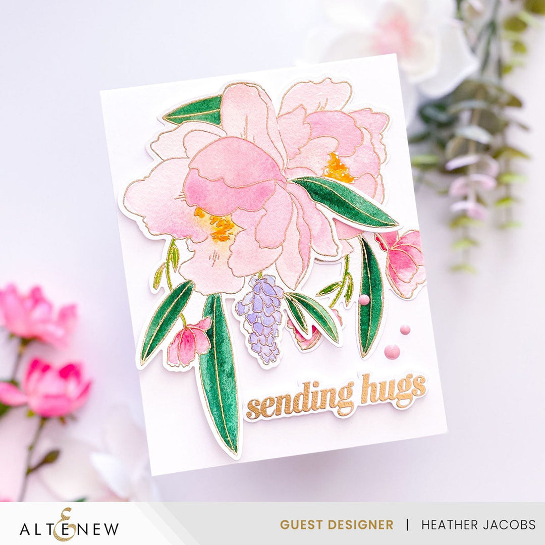 Stamp & Die & Stencil Bundle Peony & Lilac Swag