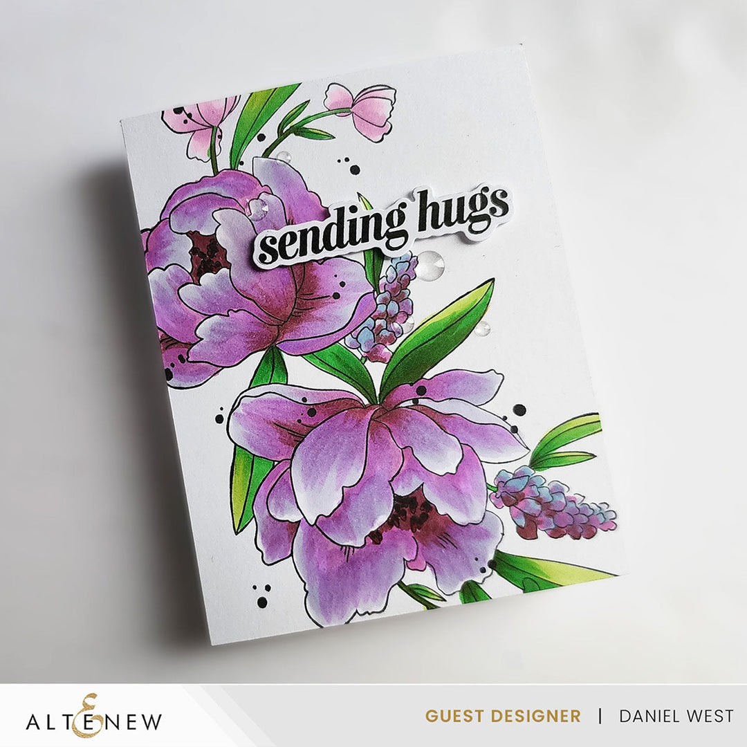 Stamp & Die & Stencil Bundle Peony & Lilac Swag