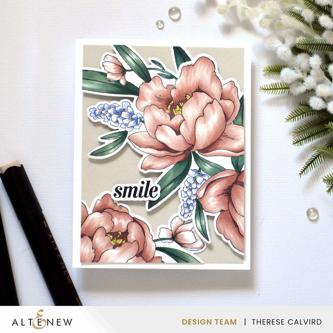 Stamp & Die & Stencil Bundle Peony & Lilac Swag