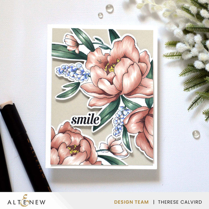 Stamp & Die & Stencil Bundle Peony & Lilac Swag