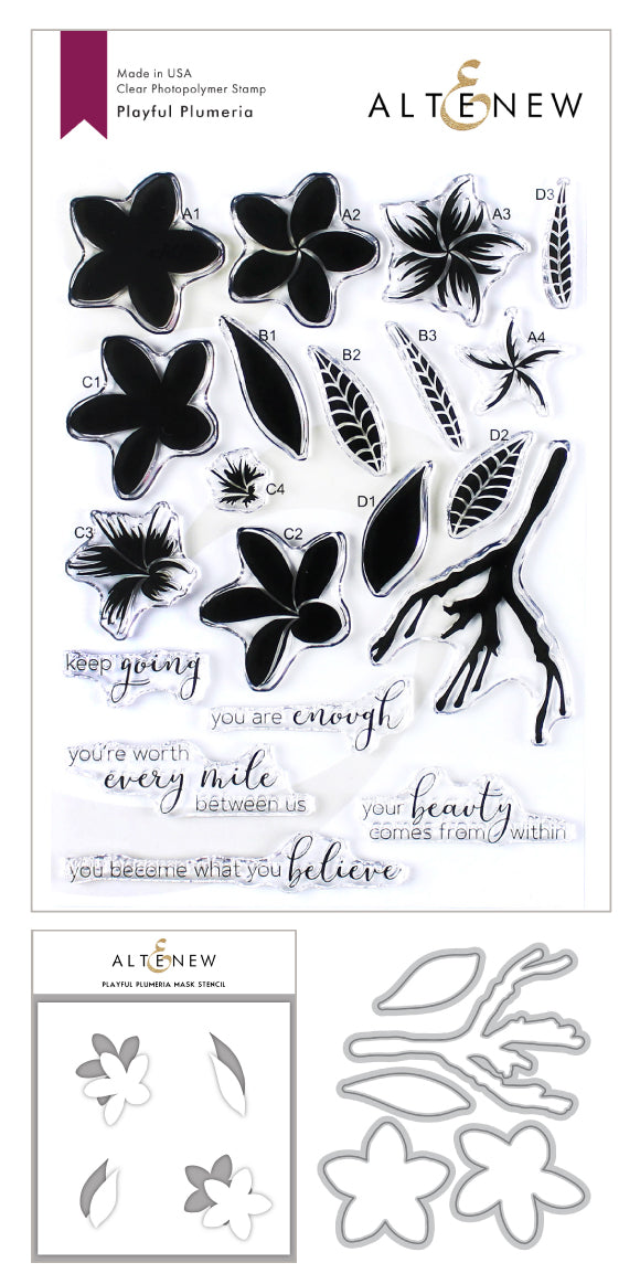Stamp & Die & Stencil Bundle Playful Plumeria