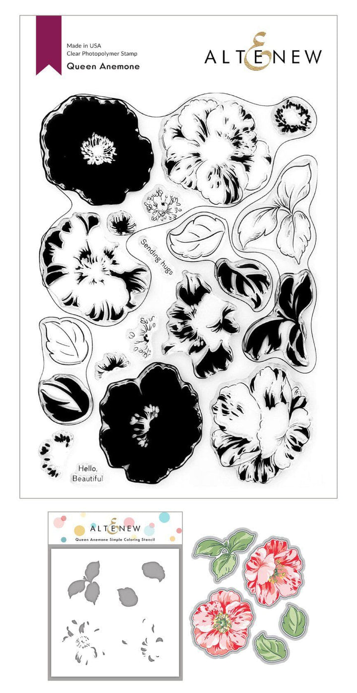 Stamp & Die & Stencil Bundle Queen Anemone