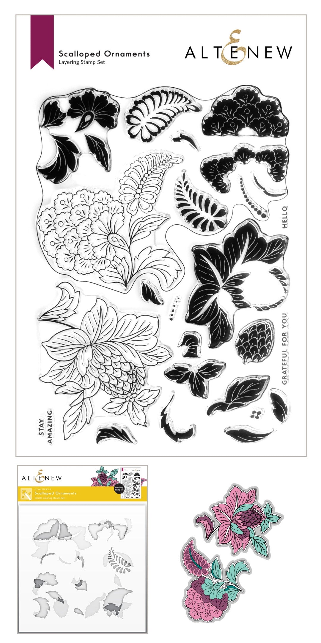 Stamp & Die & Stencil Bundle Scalloped Ornaments