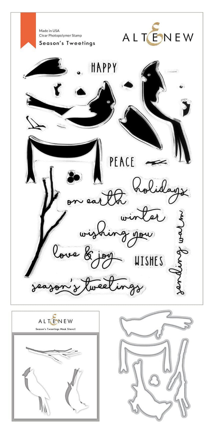 Stamp & Die & Stencil Bundle Season's Tweetings