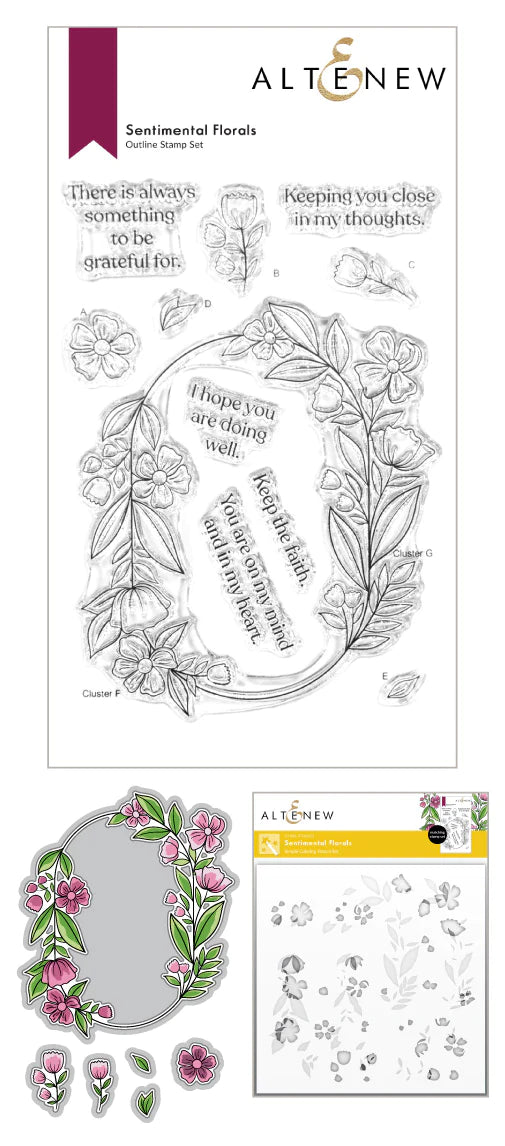 Stamp & Die & Stencil Bundle Sentimental Florals