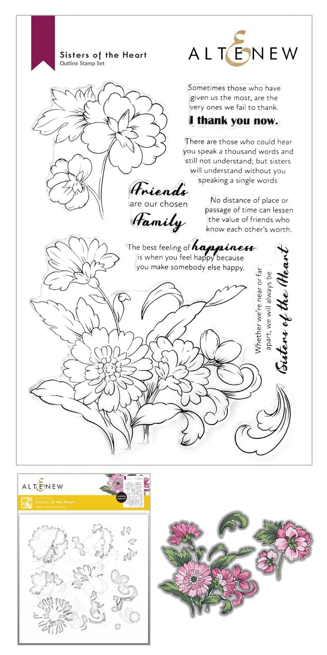 Stamp & Die & Stencil Bundle Sisters Of The Heart