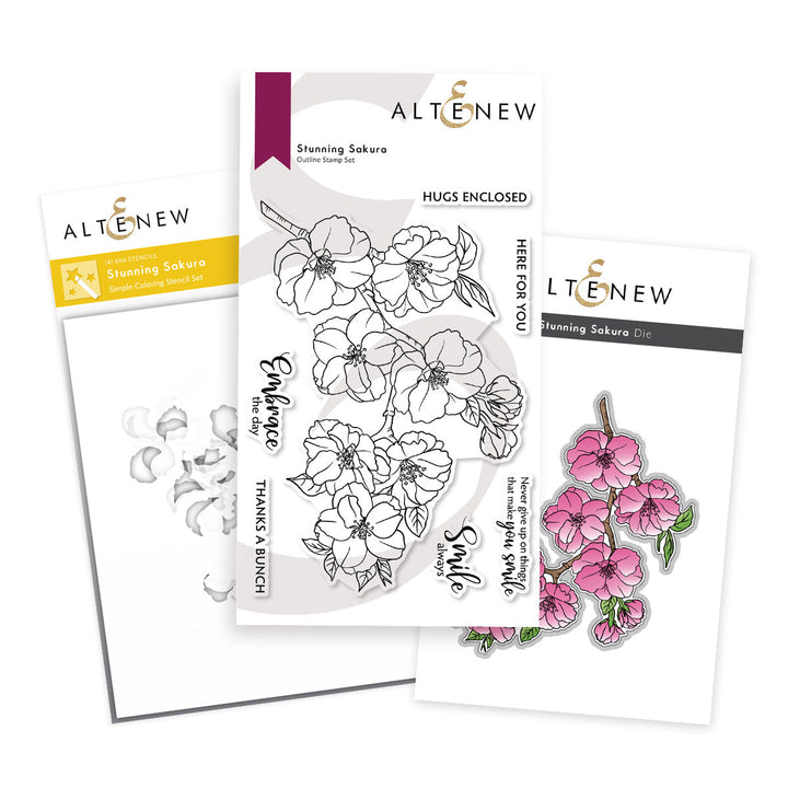Stamp & Die & Stencil Bundle Stunning Sakura