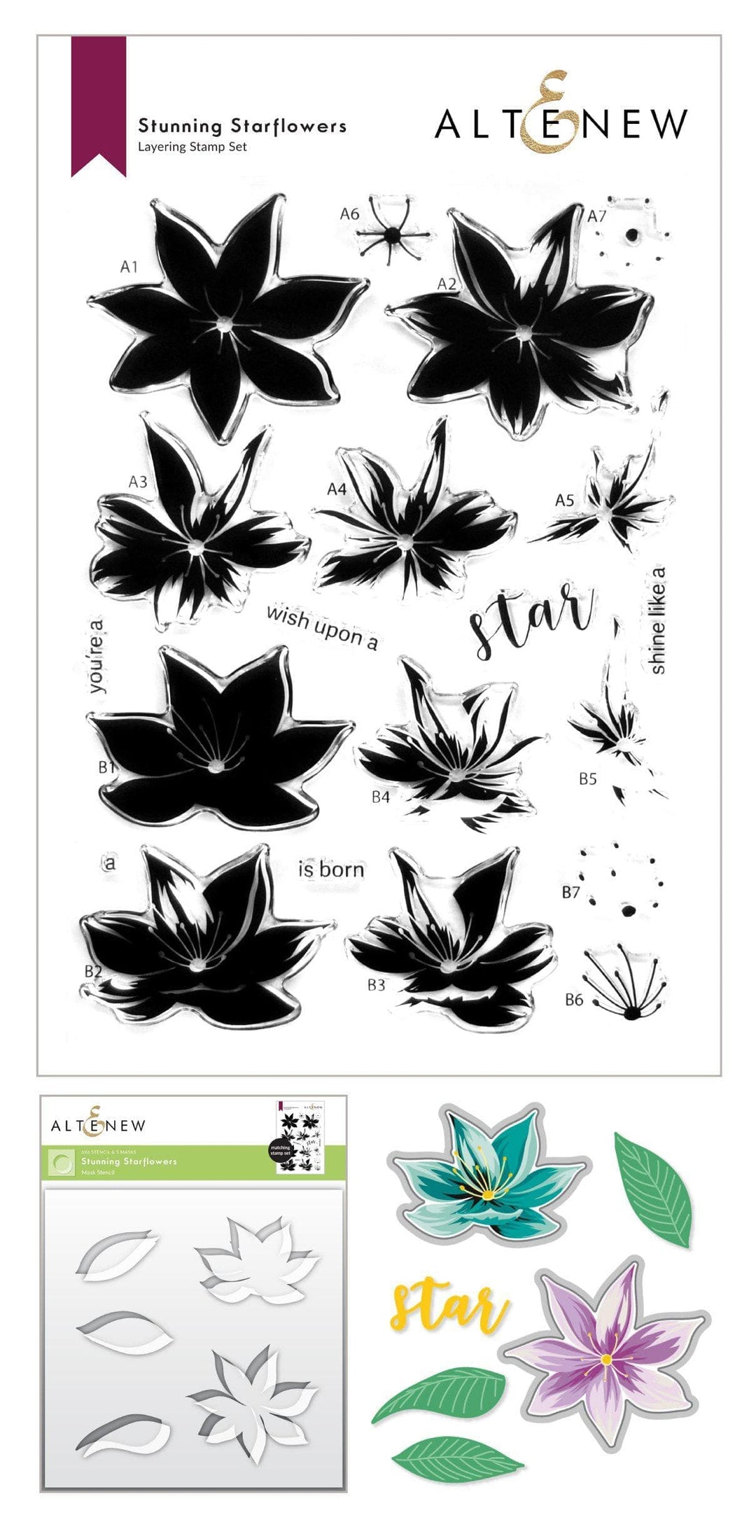 Stamp & Die & Stencil Bundle Stunning Starflowers