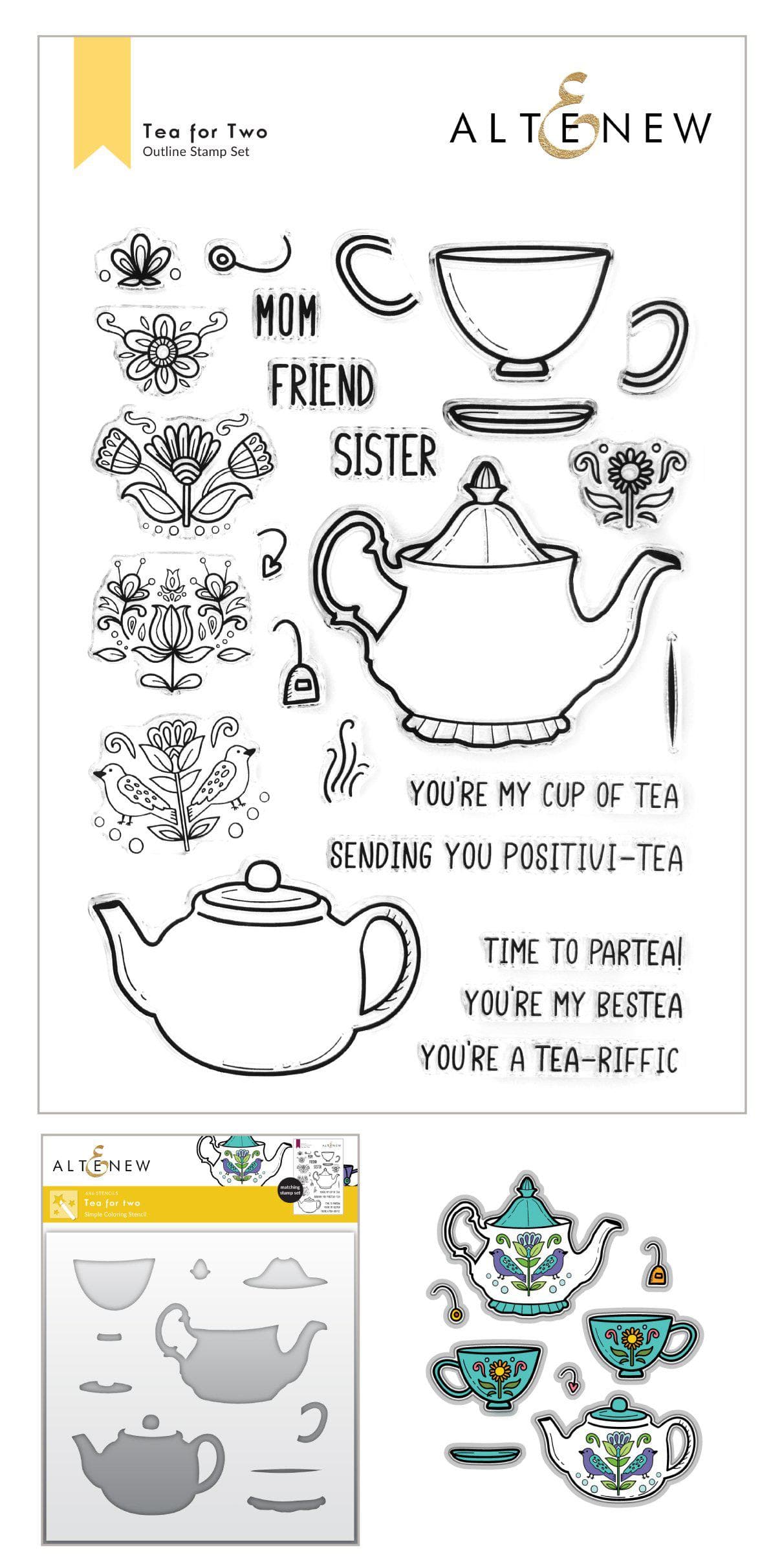 Stamp & Die & Stencil Bundle Tea For Two