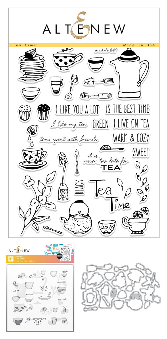 Stamp & Die & Stencil Bundle Tea Time