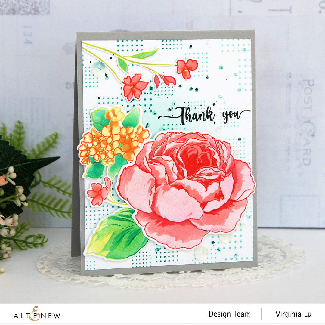 Stamp & Die & Stencil Bundle Tranquility Rose