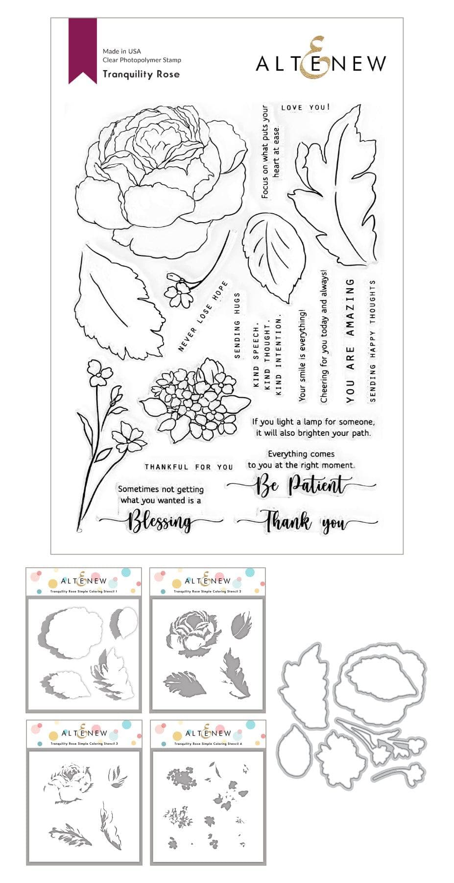 Stamp & Die & Stencil Bundle Tranquility Rose
