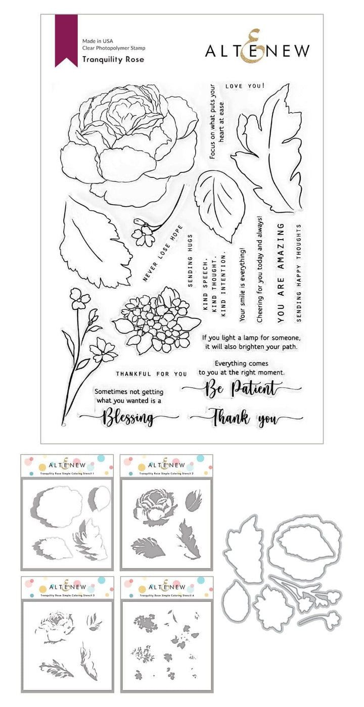 Stamp & Die & Stencil Bundle Tranquility Rose