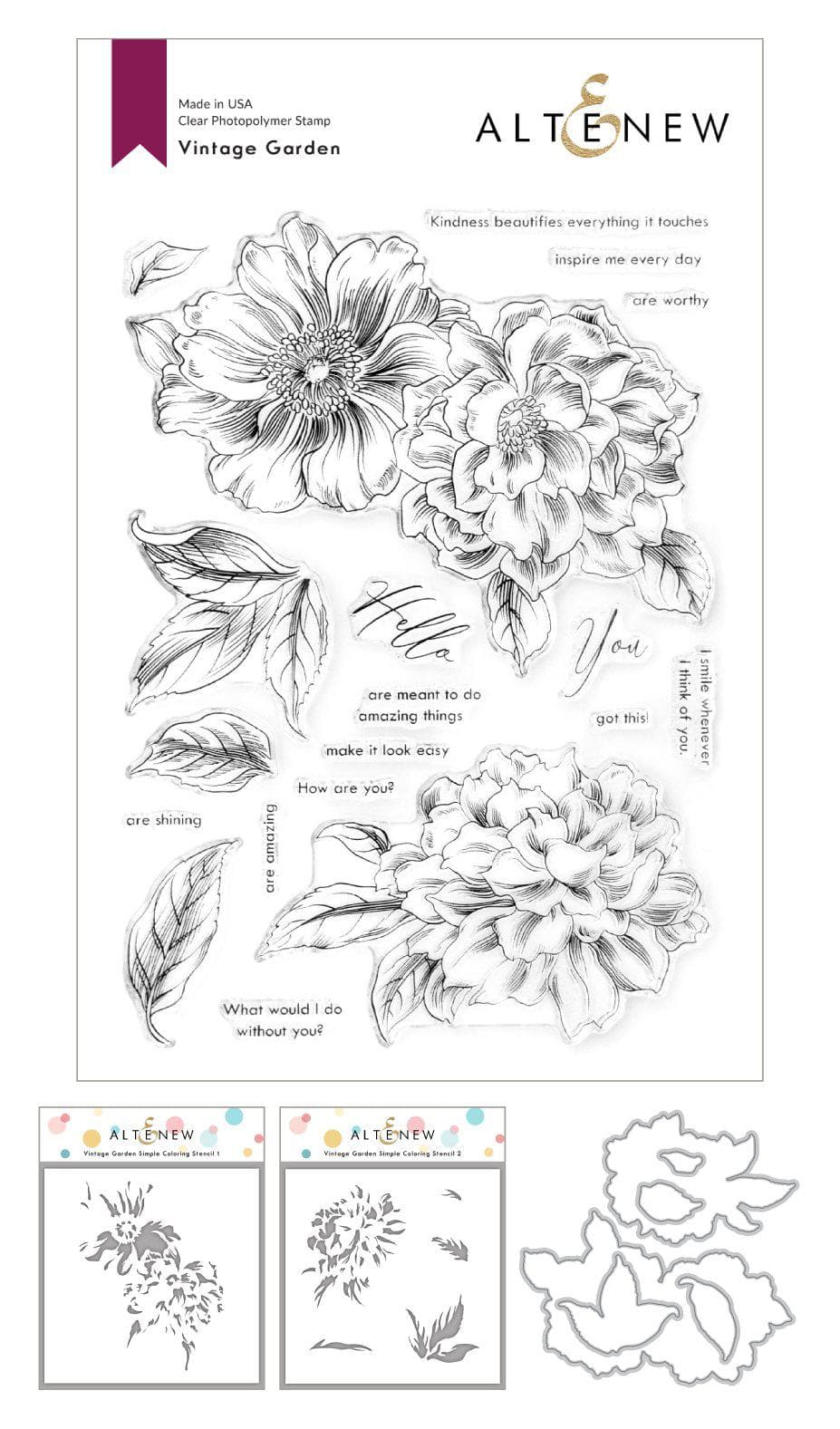 Stamp & Die & Stencil Bundle Vintage Garden