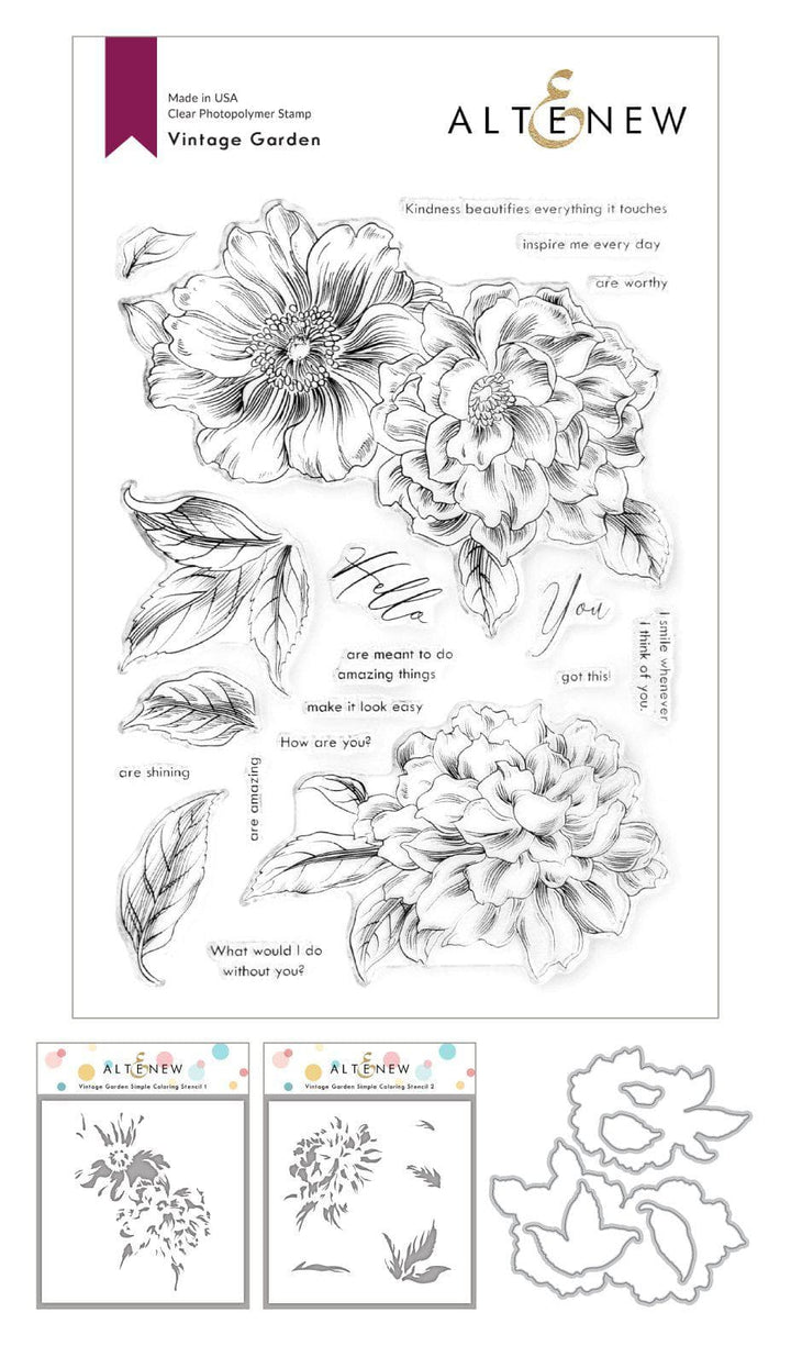 Stamp & Die & Stencil Bundle Vintage Garden