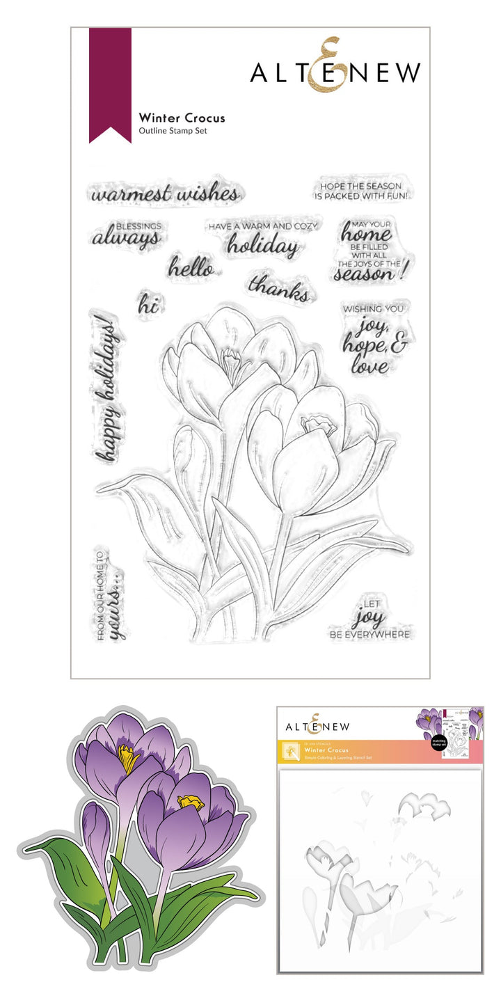 Stamp & Die & Stencil Bundle Winter Crocus