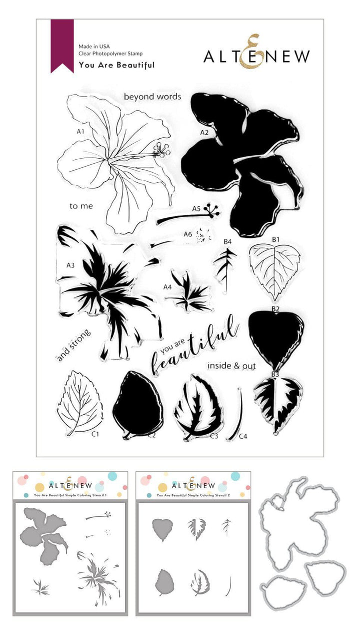 Stamp & Die & Stencil Bundle You Are Beautiful
