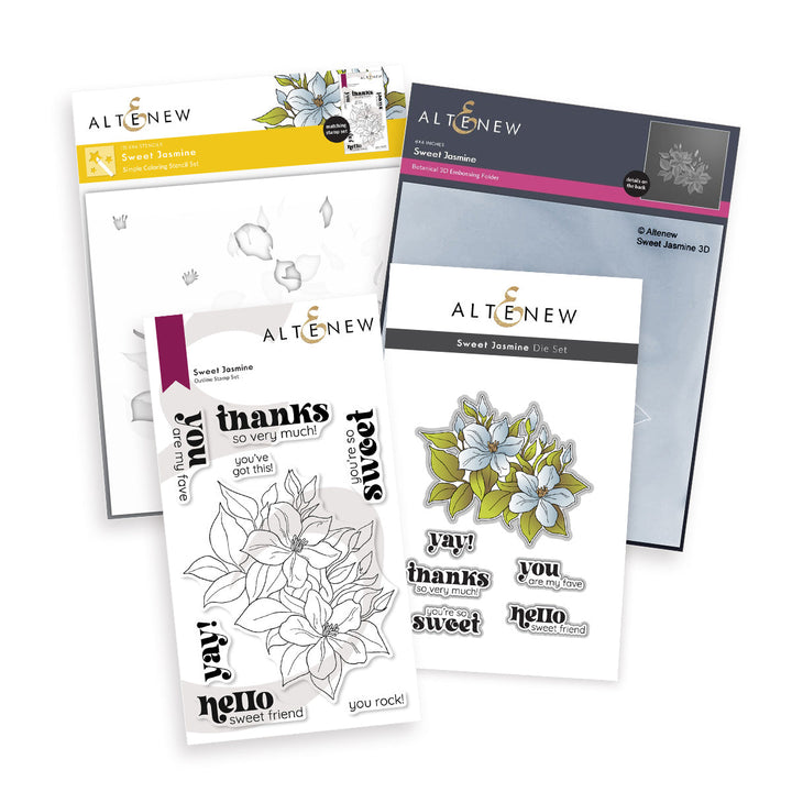 Stamp & Die & Stencil & Embossing Folder & Betterpress Plate Bundle Sweet Jasmine