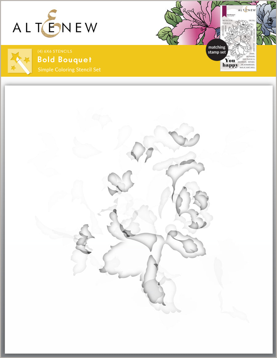Stamp & Die & Stencil & Embossing Folder Bundle Bold Bouquet