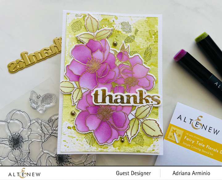 Stamp & Die & Stencil & Embossing Folder Bundle Fairy Tale Florals