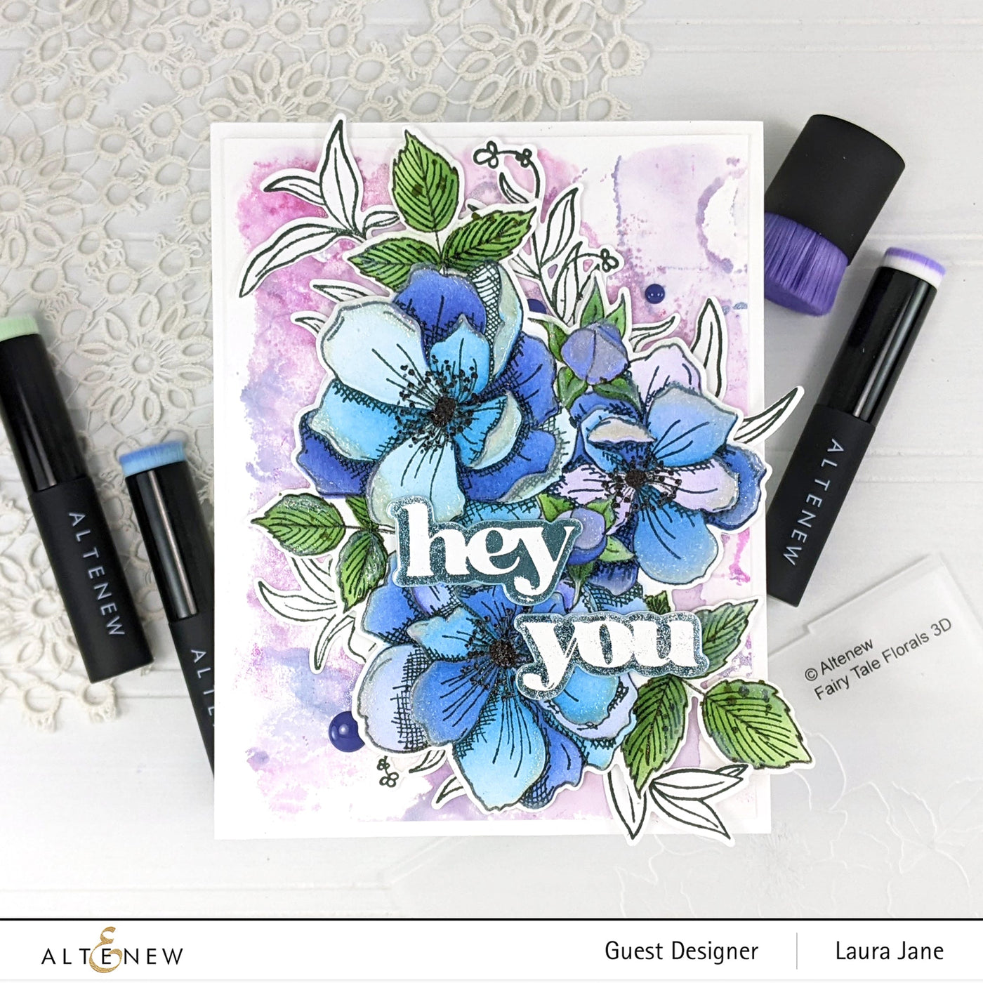Stamp & Die & Stencil & Embossing Folder Bundle Fairy Tale Florals