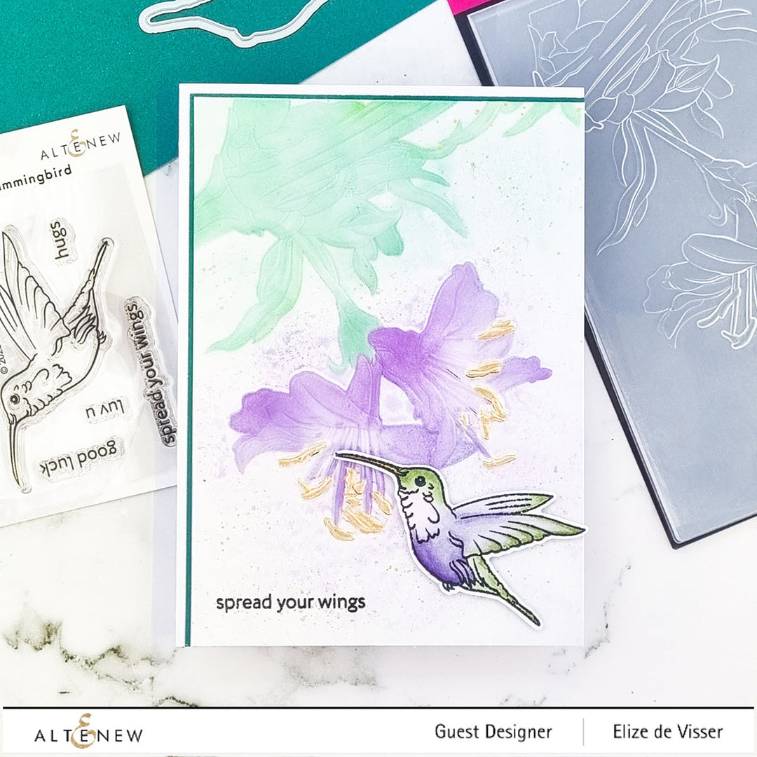 Stamp & Die & Stencil & Embossing Folder Bundle Happy Hummingbird