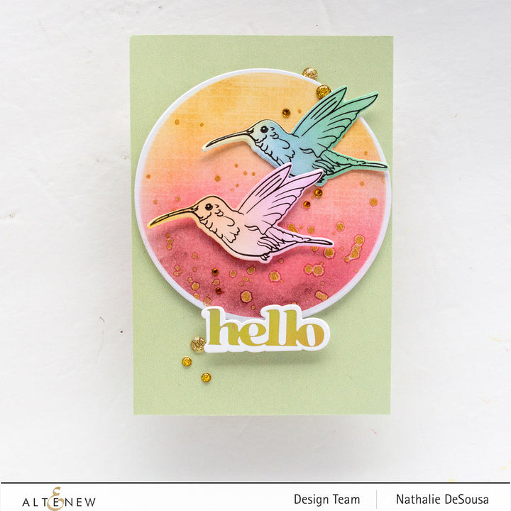 Stamp & Die & Stencil & Embossing Folder Bundle Happy Hummingbird