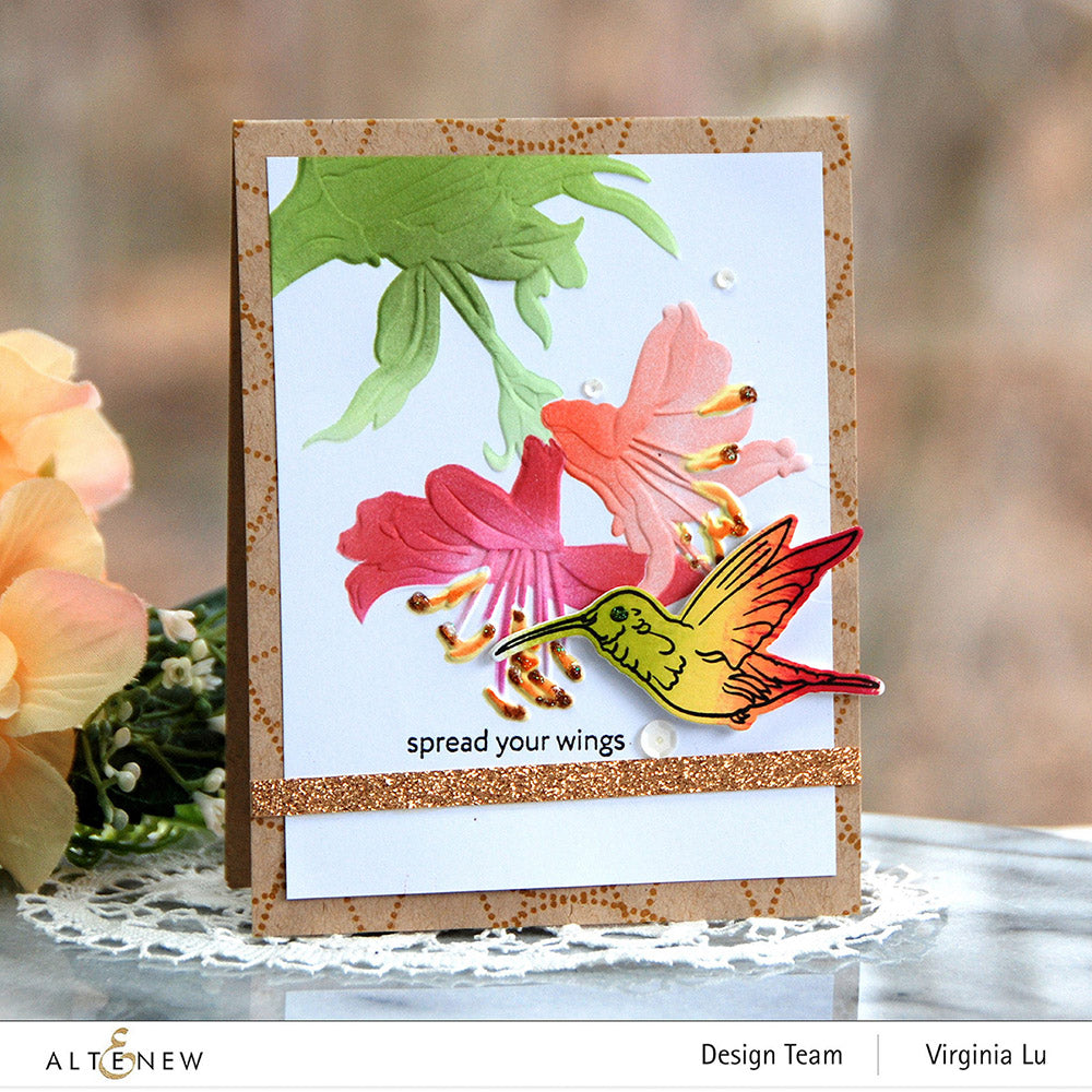 Stamp & Die & Stencil & Embossing Folder Bundle Happy Hummingbird