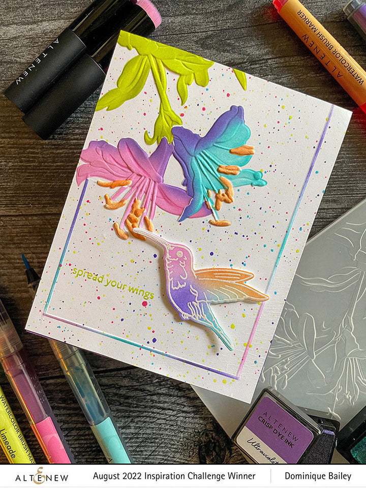 Stamp & Die & Stencil & Embossing Folder Bundle Happy Hummingbird