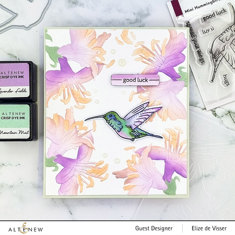 Stamp & Die & Stencil & Embossing Folder Bundle Happy Hummingbird