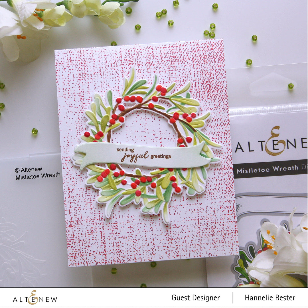 Stamp & Die & Stencil & Embossing Folder Bundle Mistletoe Wreath