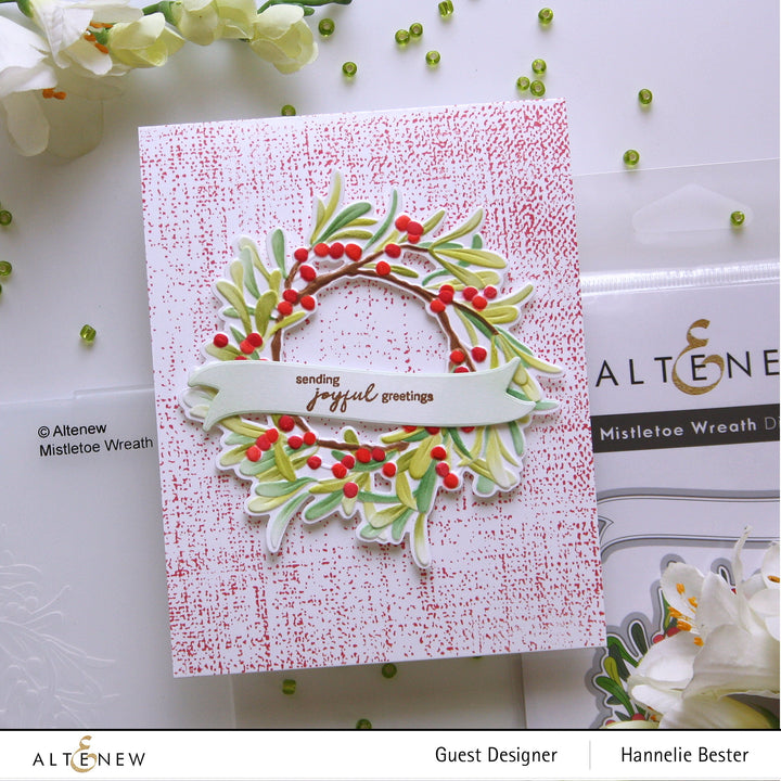 Stamp & Die & Stencil & Embossing Folder Bundle Mistletoe Wreath
