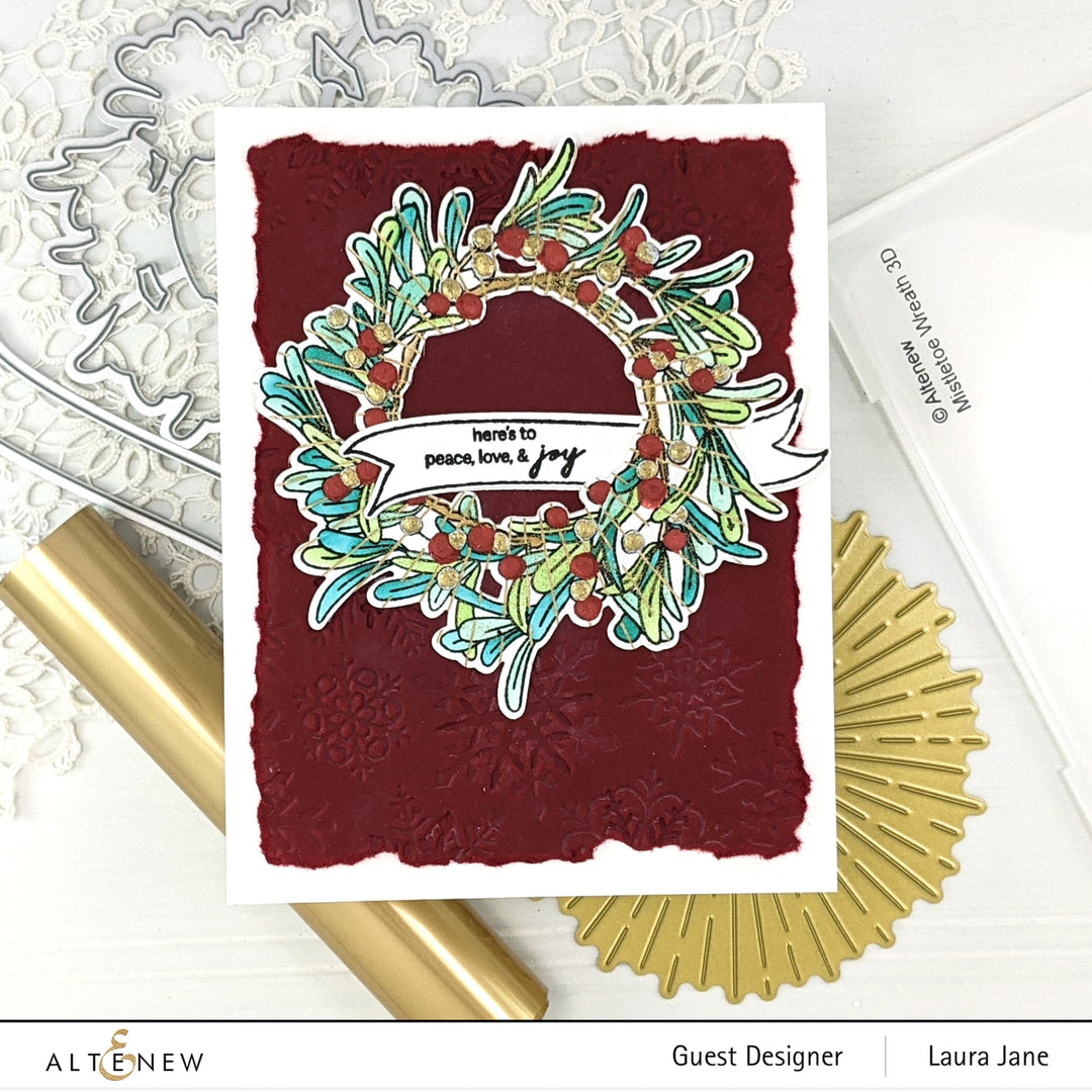 Stamp & Die & Stencil & Embossing Folder Bundle Mistletoe Wreath