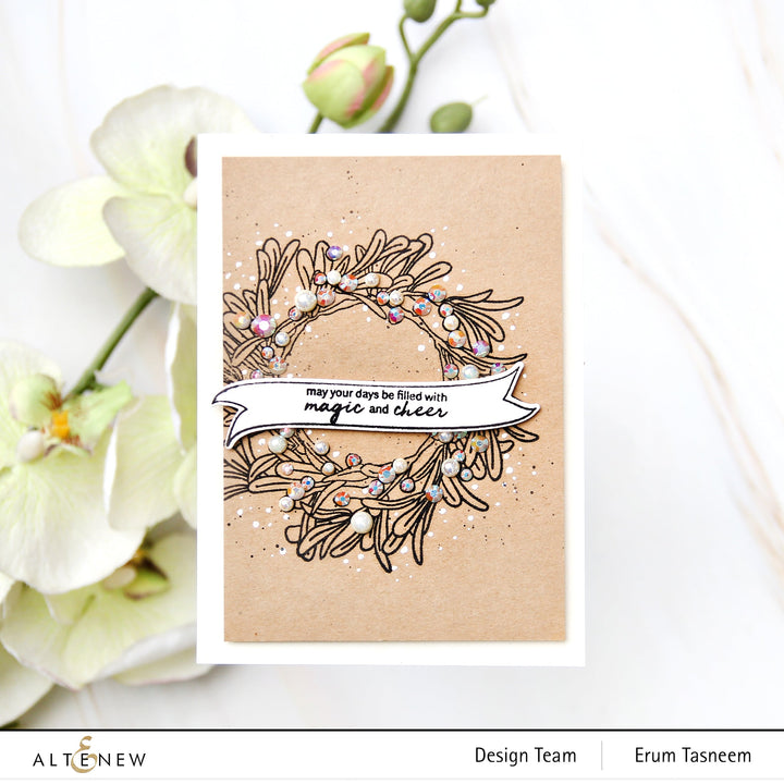 Stamp & Die & Stencil & Embossing Folder Bundle Mistletoe Wreath