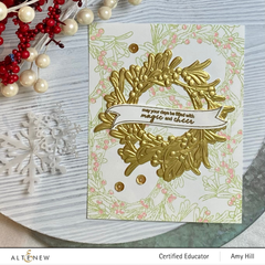 Stamp & Die & Stencil & Embossing Folder Bundle Mistletoe Wreath