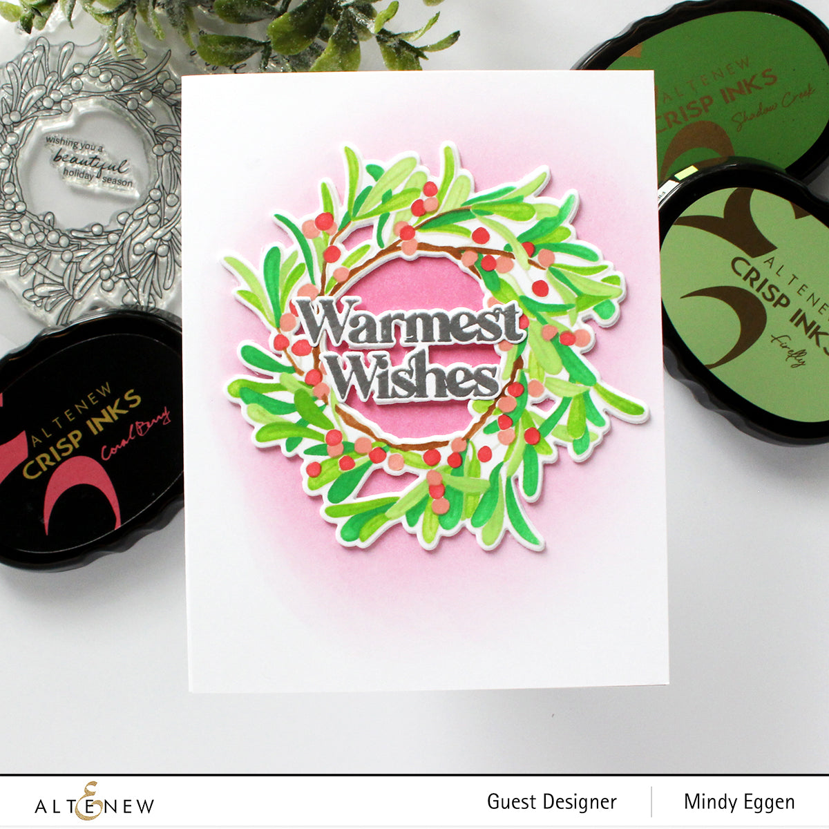 Stamp & Die & Stencil & Embossing Folder Bundle Mistletoe Wreath