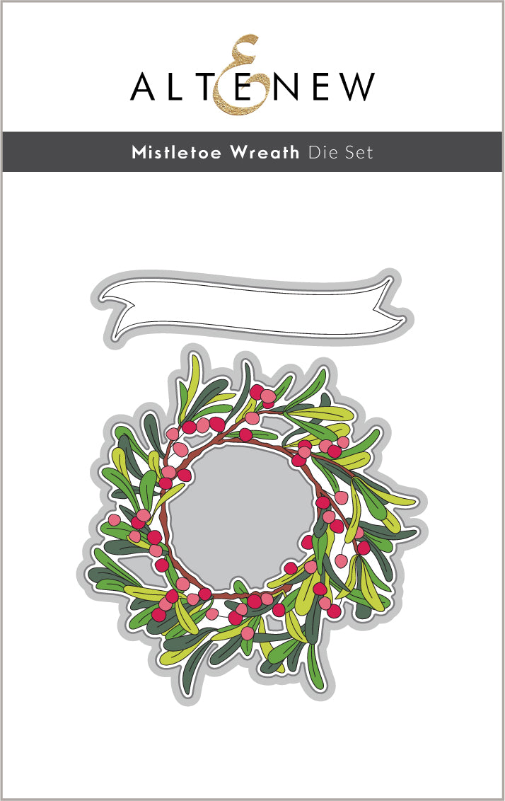 Stamp & Die & Stencil & Embossing Folder Bundle Mistletoe Wreath