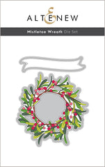 Stamp & Die & Stencil & Embossing Folder Bundle Mistletoe Wreath