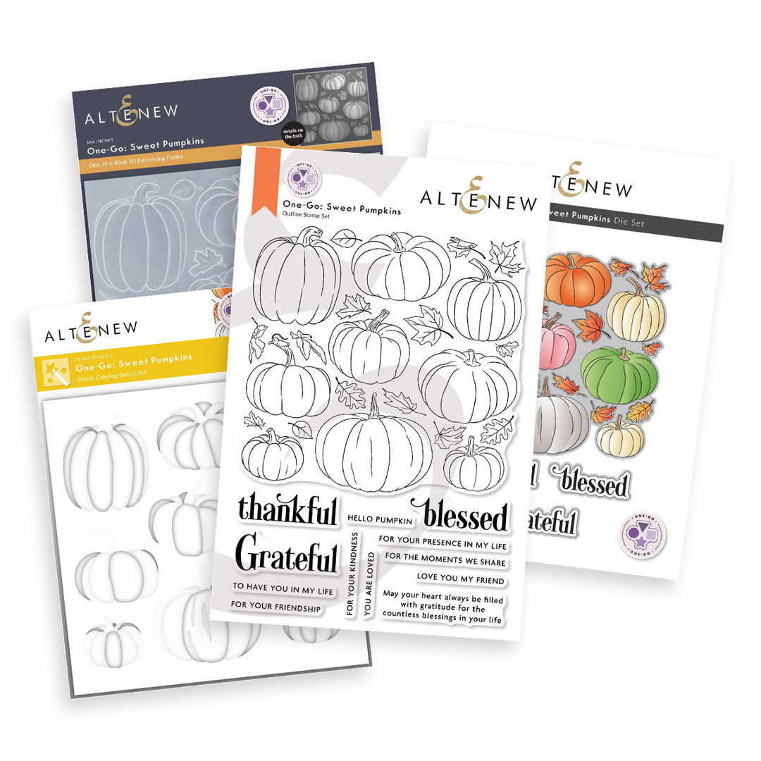Stamp & Die & Stencil & Embossing Folder Bundle One-Go: Sweet Pumpkins