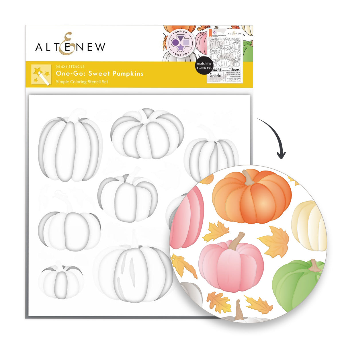 Stamp & Die & Stencil & Embossing Folder Bundle One-Go: Sweet Pumpkins