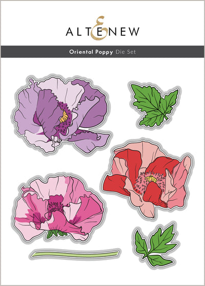 Stamp & Die & Stencil & Embossing Folder Bundle Oriental Poppy