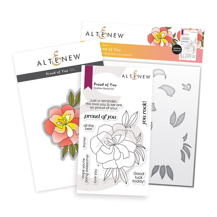 Stamp & Die & Stencil & Embossing Folder Bundle Proud Of You