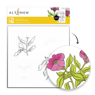 Stamp & Die & Stencil & Embossing Folder Bundle Sunny Flowers