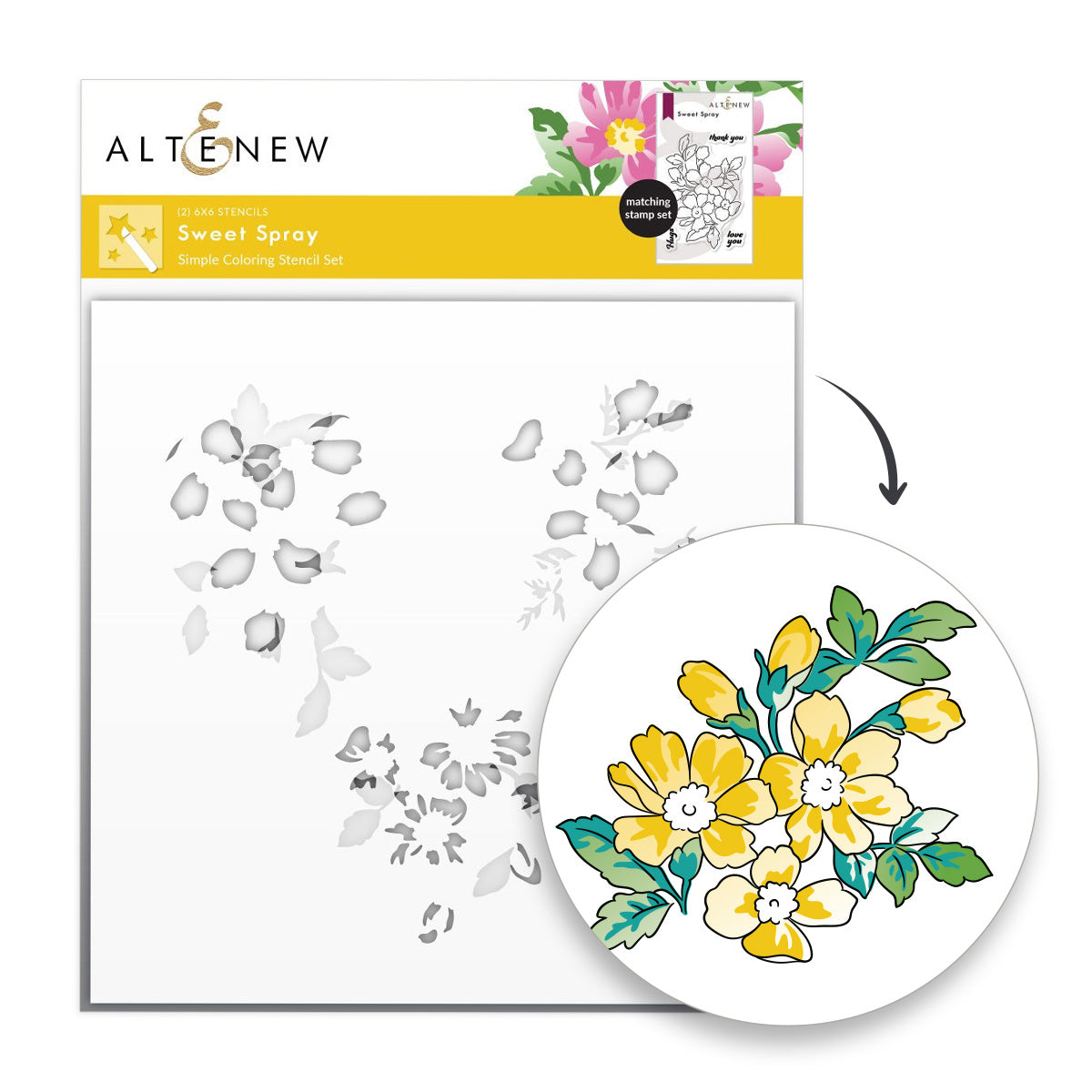 Stamp & Die & Stencil & Embossing Folder Bundle Sweet Spray
