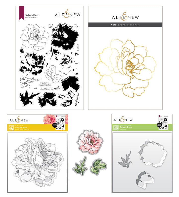 Stamp & Die & Stencil & Hot Foil Plate Bundle Golden Days