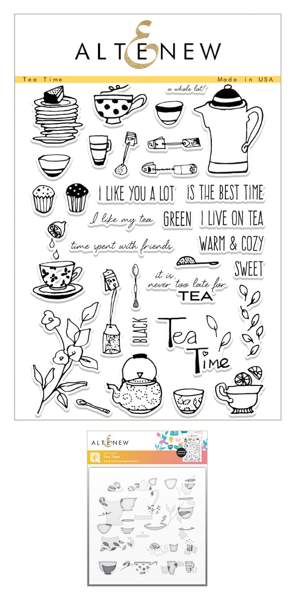 Stamp & Stencil Bundle Tea Time Stamp & Stencil Bundle