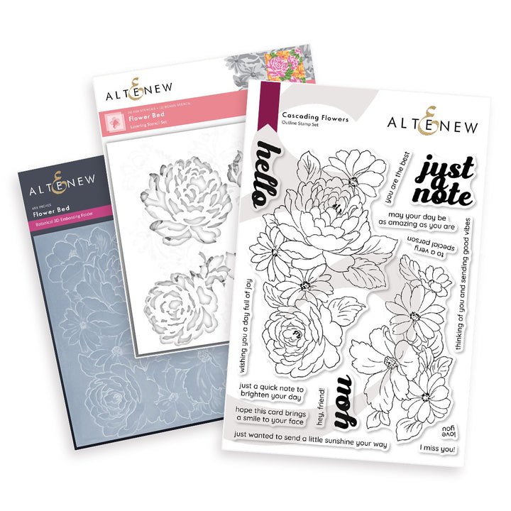 Stamp & Stencil & Embossing Folder Bundle Flower Bed Bundle
