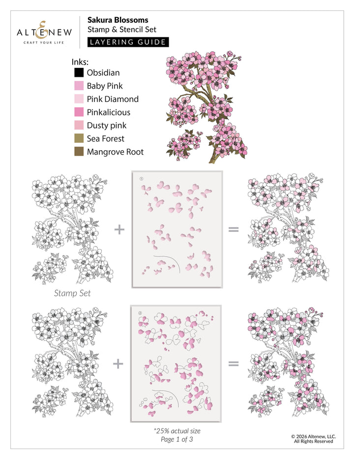 Stamp & Stencil & Embossing Folder Bundle Sakura Blossoms